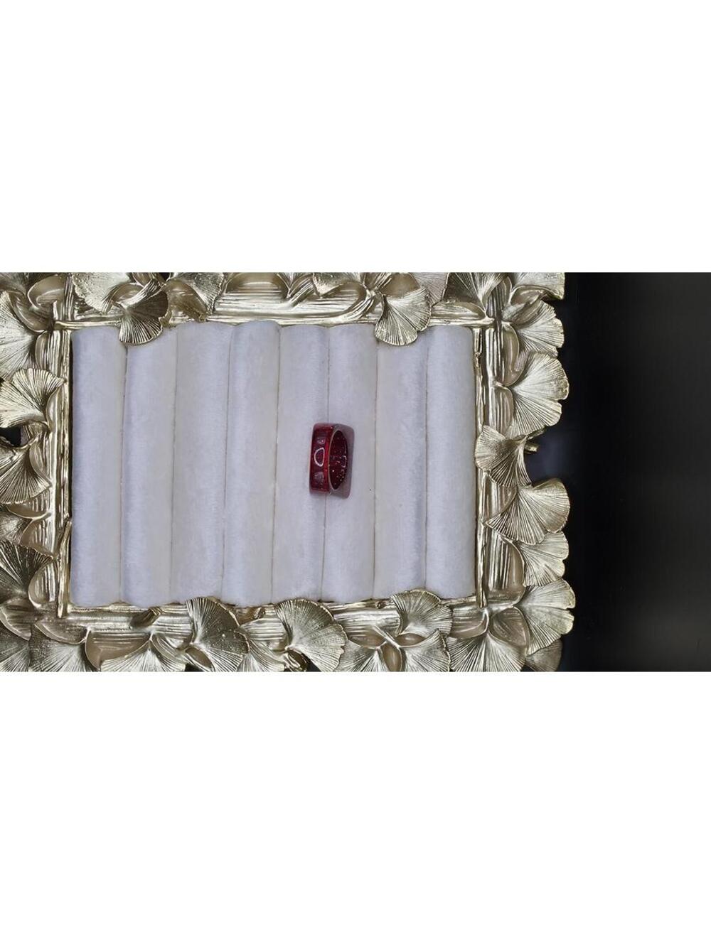 Sparkling Burgundy Red Resin Square Ring - Picture 3 of 5